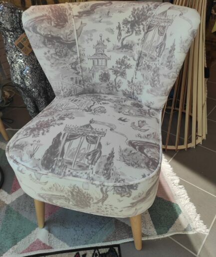 Fauteuil Gatsby Jardin de Jouy gris