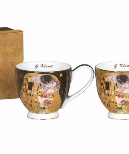 Ensemble 2 tasses déjeuners Le Baiser d'après Klimt