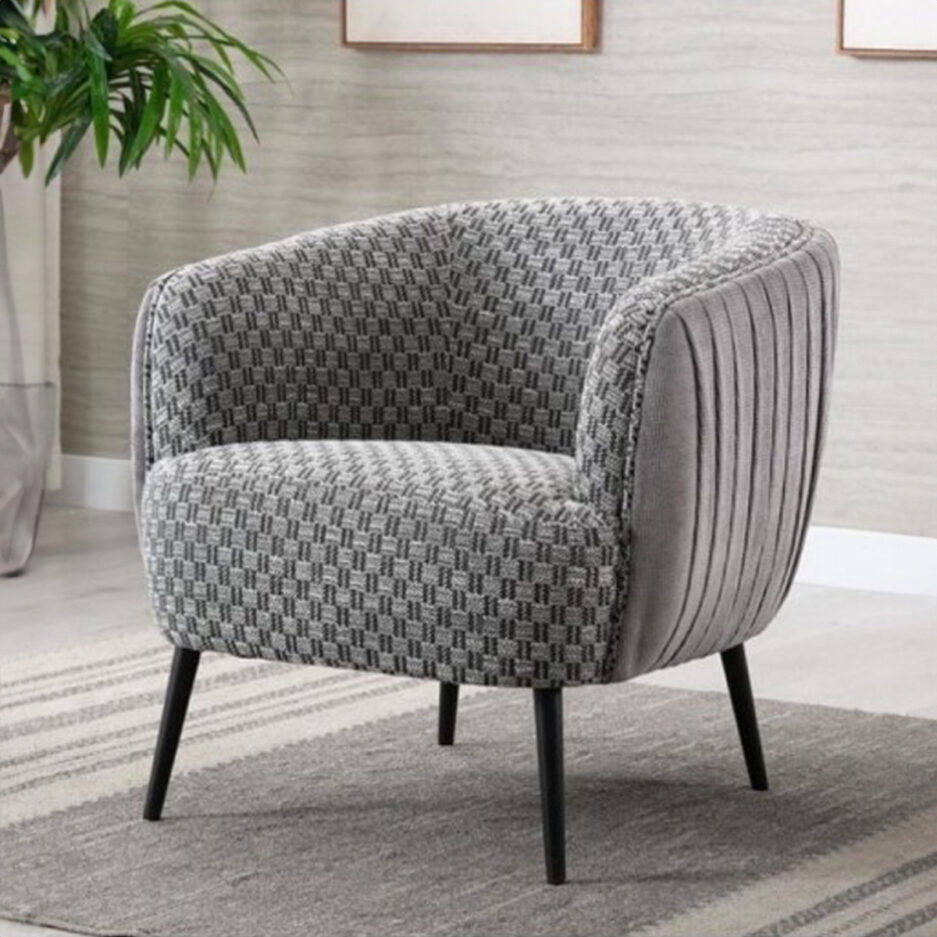 Fauteuil plissé gris chiné